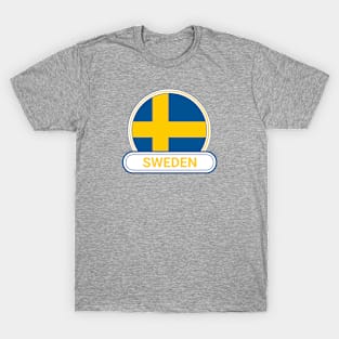 Sweden Country Badge - Sweden Flag T-Shirt